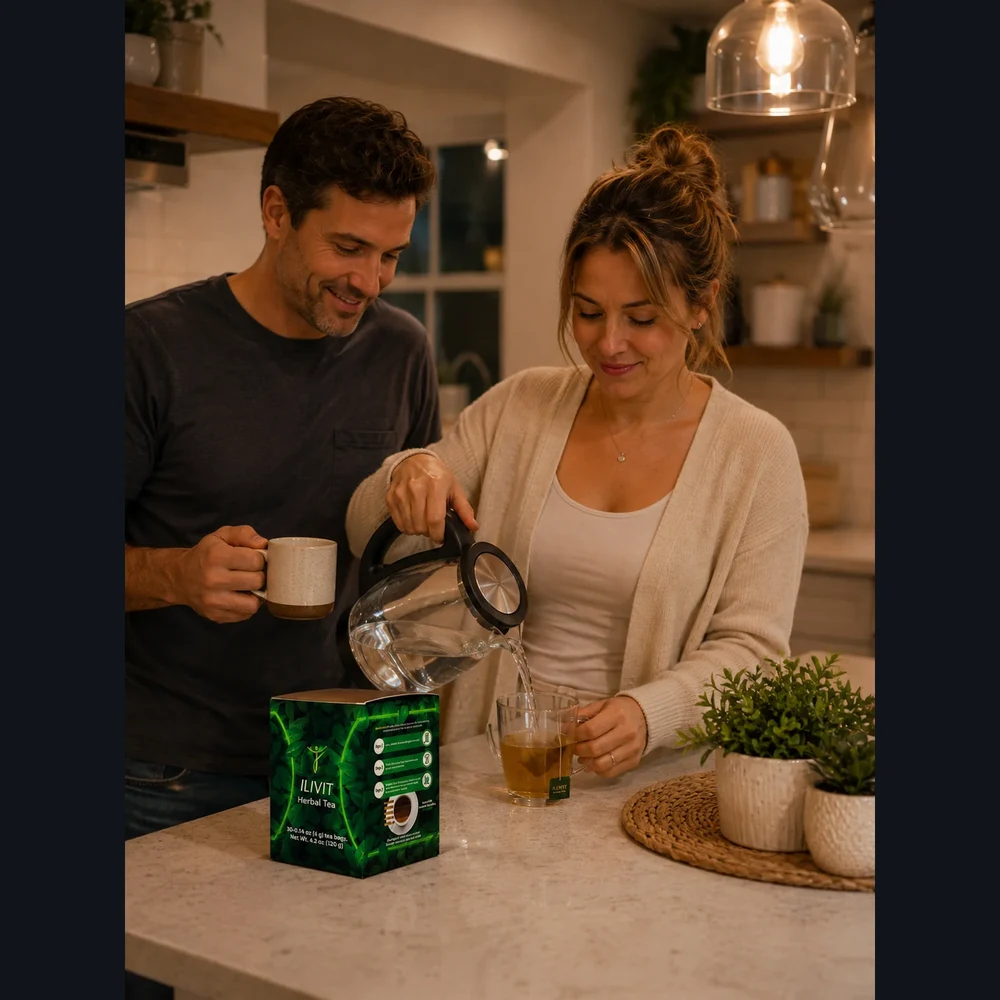 Vital Bridge ILÍVIT — herbal tea in a relaxed home kitchen